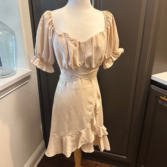 LYANER Square Neck Ruffle Wrap Mini‎ Dress Off Shoulder Flounce Short-Size XL - Picture 1 of 7